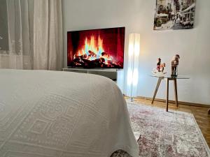 Telewizja i/lub zestaw kina domowego w obiekcie Louis & Elza Old Town Romantic apartments
