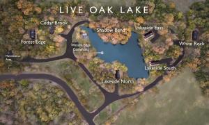 a map of the oak lake preserve with a river and trees at Lakeside South at Live Oak Lake in Bellmead