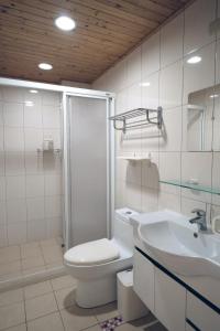 安平的住宿－安平九十八巷，浴室配有卫生间、淋浴和盥洗盆。