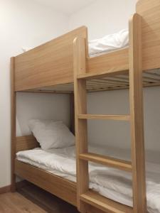 Двухъярусная кровать или двухъярусные кровати в номере Appartement Familial Au Coeur du Marais