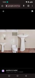 two pictures of a bathroom with a sink and a toilet at Hotel Quick Inn By WB Inn in Bangalore