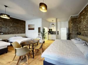 Rúm í herbergi á Hotel Soers