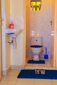 La salle de bains est pourvue de toilettes et d'un lavabo. dans l'établissement Cool and Calm Homes, à Homa Bay
