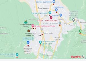 un mapa que muestre la ubicación de las órbitas del eclipse en Casa Fujiyama Relax y Alberca bajo el sol, en Cuernavaca