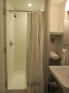 een badkamer met een douche en een wastafel bij Washington Park Inn in Albany