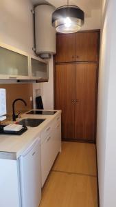 eine Küche mit einer Spüle und einer Arbeitsplatte in der Unterkunft Apartment T1 - Porto in Porto
