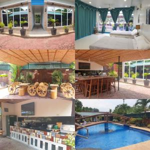 eine Collage mit Fotos mit Pool und Haus in der Unterkunft Stargazer Private Pool in Zambales