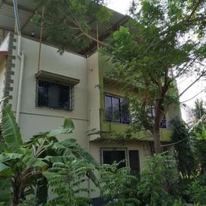 Biały budynek z drzewem przed nim w obiekcie Gulmohar Cottages - Home Stay in Alibag w mieście Alibag