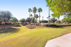 a large field of grass with palm trees in the background at Desert Breeze Villas #137 in Phoenix