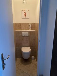 a bathroom with a toilet in a room at Les locations Cinaureva "Les Îles d'Or" in La Londe-les-Maures +10 photos