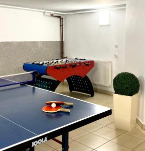 a ping pong table with a ping pong ball on it at Dom Wypoczynkowy Julia in Białka Tatrzańska