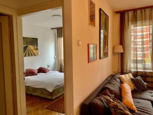 1 dormitorio con 1 cama y 1 sofá en una habitación en Star apartment, en Belgrado