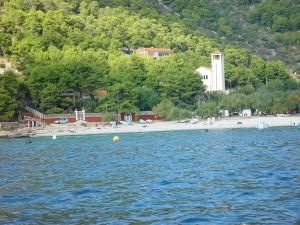 a body of water with a beach in the background at Luxurious Apartments Maslina with Beach in Milna