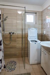 A bathroom at Kölcsey Vendégház