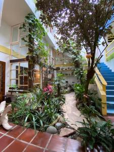 a garden in the middle of a building at Thalassa Pousada in Arraial do Cabo