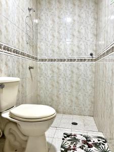 a bathroom with a toilet and a shower at Apartamento Cerca al Complejo Deportivo in Valledupar
