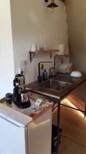 cocina con fregadero y encimera en DENGEKORU Natural Life & Glamping, en Mudurnu