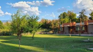 a house in a field with a tree in front of it at Celestino Posta Andina in Barreal