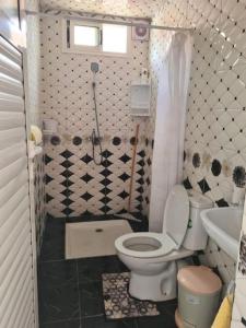 La petite salle de bains est pourvue de toilettes et d'un lavabo. dans l'établissement Studio pêcheur, à Oualidia