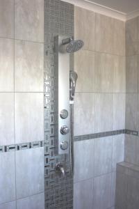 La salle de bains est pourvue d'une douche avec un pommeau de douche. dans l'établissement Coco Palm Bed & Breakfast, à Windhoek