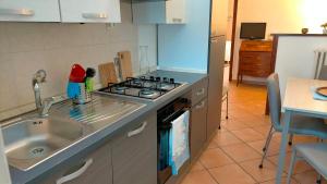a kitchen with a sink and a stove top oven at Appartamento Pozzostrada in Turin
