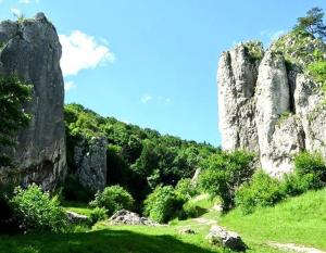 a group of large rocks on a grassy hill at GOOD PLACE 4U Apartament na Jurze in Zawiercie