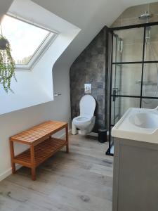 a bathroom with a toilet and a sink at B&B Dekorn in Pepingen