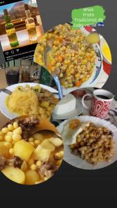 un mucchio di piatti di cibo con diversi tipi di cibo di Pam de Terra a Calheta