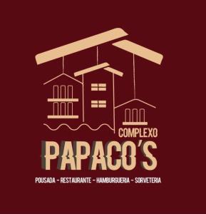 a logo for papagascos restaurant with a building at Complexo Papaco's in Anchieta