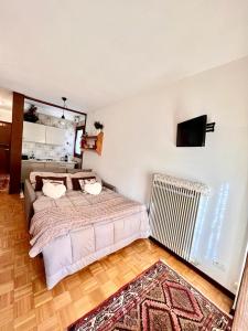 a bedroom with a bed and a flat screen tv at Suite AGB in Mazzin