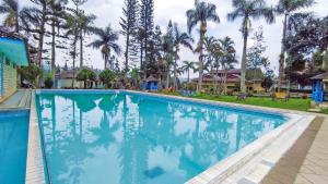 Una gran piscina con palmeras al fondo. en Sukanagalih Resort by Ruang Nyaman, en Cimacan