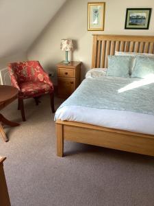- une chambre avec un lit et une chaise dans l'établissement Nymphsfield House, à Cong