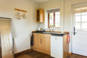 uma cozinha com um lavatório e um balcão em Wick House em Taunton