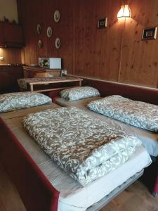 a group of four beds in a room at Il Cirmolo delle Saline in Falcade