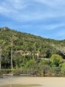 uitzicht op een heuvel met palmbomen en een rivier bij Moradas Dona Dalcema in Guarda do Embaú