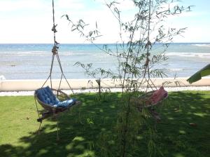 two swings on the grass near the beach at BambooBeachVilla1 AC New OCEANFRONT POOL sunsetview garden kitchen SATELLITE STARLINK WI-FI in Dimiao +84 photos