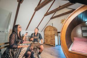 Rúm í herbergi á Winzerhof Küssler - Weinviertel