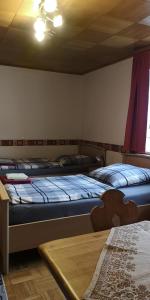 a room with two beds and a table in it at Vermietung Gisl in Wiesent