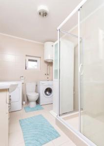 uma casa de banho com um WC, um lavatório e um chuveiro em Summer retreat em Kotor