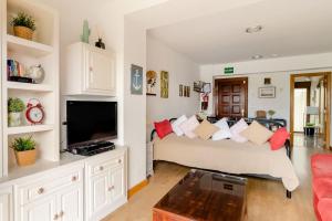 TV a/nebo společenská místnost v ubytování Casa de Las Flores - Apartamento con jardín privado frente a la Playa de Comillas