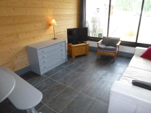 ein Wohnzimmer mit einem Sofa und einem TV in der Unterkunft Studio Isola 2000, 1 pièce, 4 personnes - FR-1-292-75 in Isola 2000