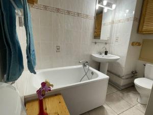bagno con vasca, lavandino e servizi igienici di Appartement Puy-Saint-Vincent, 1 pièce, 4 personnes - FR-1-330G-44 a Puy-Saint-Vincent