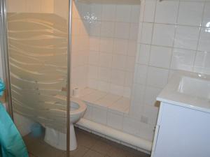 a bathroom with a shower and a toilet and a sink at Studio Montgenèvre, 1 pièce, 5 personnes - FR-1-266-85 in Montgenèvre