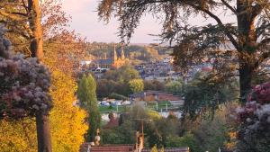 een uitzicht op een stad in de herfst met bomen bij Villa avec vue panoramique in Charleville-Mézières