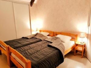 a bedroom with two twin beds in a room at Cottage 4 étoiles en Auvergne - Cantal Emotions Valette - Auvergne in Valette