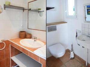two pictures of a bathroom with a sink and a toilet at Maison Les Portes-en-Ré, 4 pièces, 6 personnes - FR-1-434-10 in Les Portes