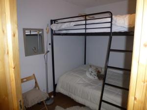 a bedroom with two bunk beds and a mirror at Charmant appartement 45m², 5 couchages, ski aux pieds, secteur chalets, Isola 2000 - FR-1-292-141 in Isola 2000