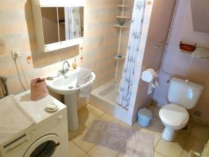 W łazience znajduje się umywalka, toaleta i prysznic. w obiekcie Maison Bagnères-de-Luchon, 4 pièces, 6 personnes - FR-1-313-158 w mieście Luchon