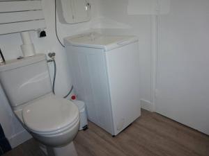 a small bathroom with a toilet and a sink at Appartement Cabourg, 2 pièces, 4 personnes - FR-1-465-61 in Cabourg