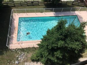 an overhead view of a swimming pool with a tree at Appartement Méribel, 3 pièces, 6 personnes - FR-1-180-565 in Les Allues
